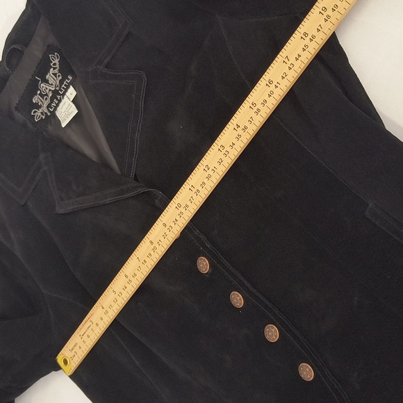 LAL Black Suede Leather Snap Collar Jacket - Picture 7 of 12